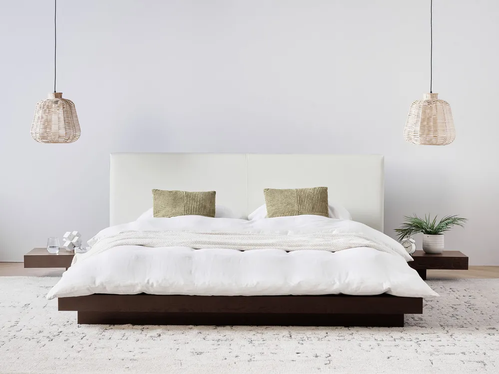 Vattensäng Konstläder ZEN 160 x 200 cm Mörk askfanér_943434