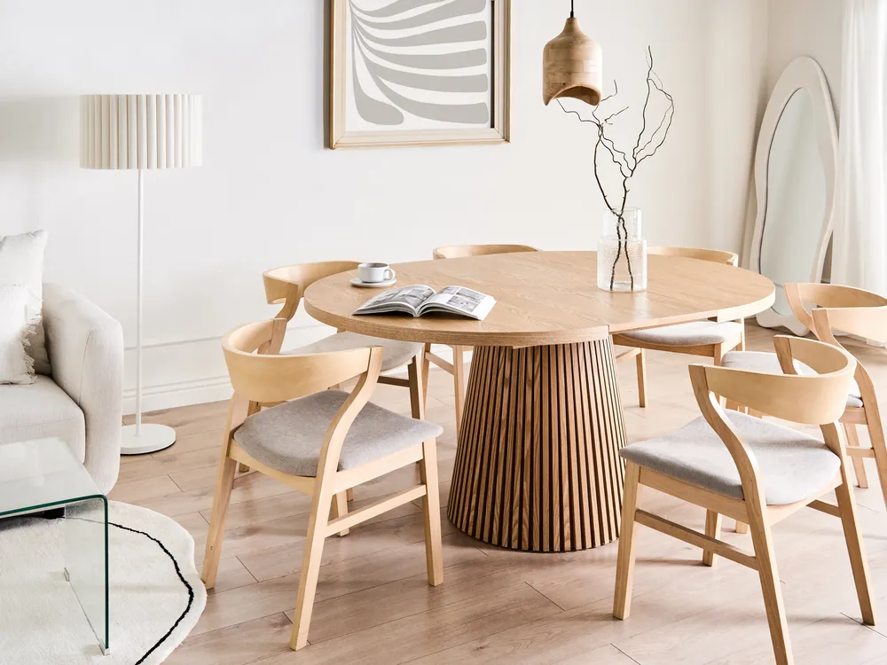 Extending Dining Table MOORE Light Ash Wood 120/160 cm 120 cm