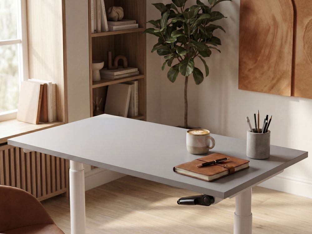 Elektrisk justerbart skrivebord DESTINES 120 cm 72 cm Grå/hvit