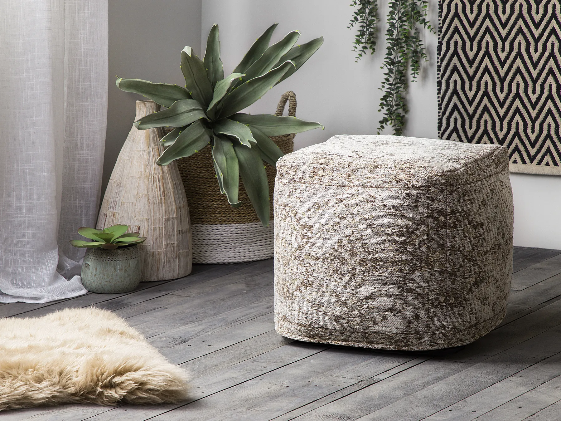 Pouffe MEERUT Cotton Taupe_711471