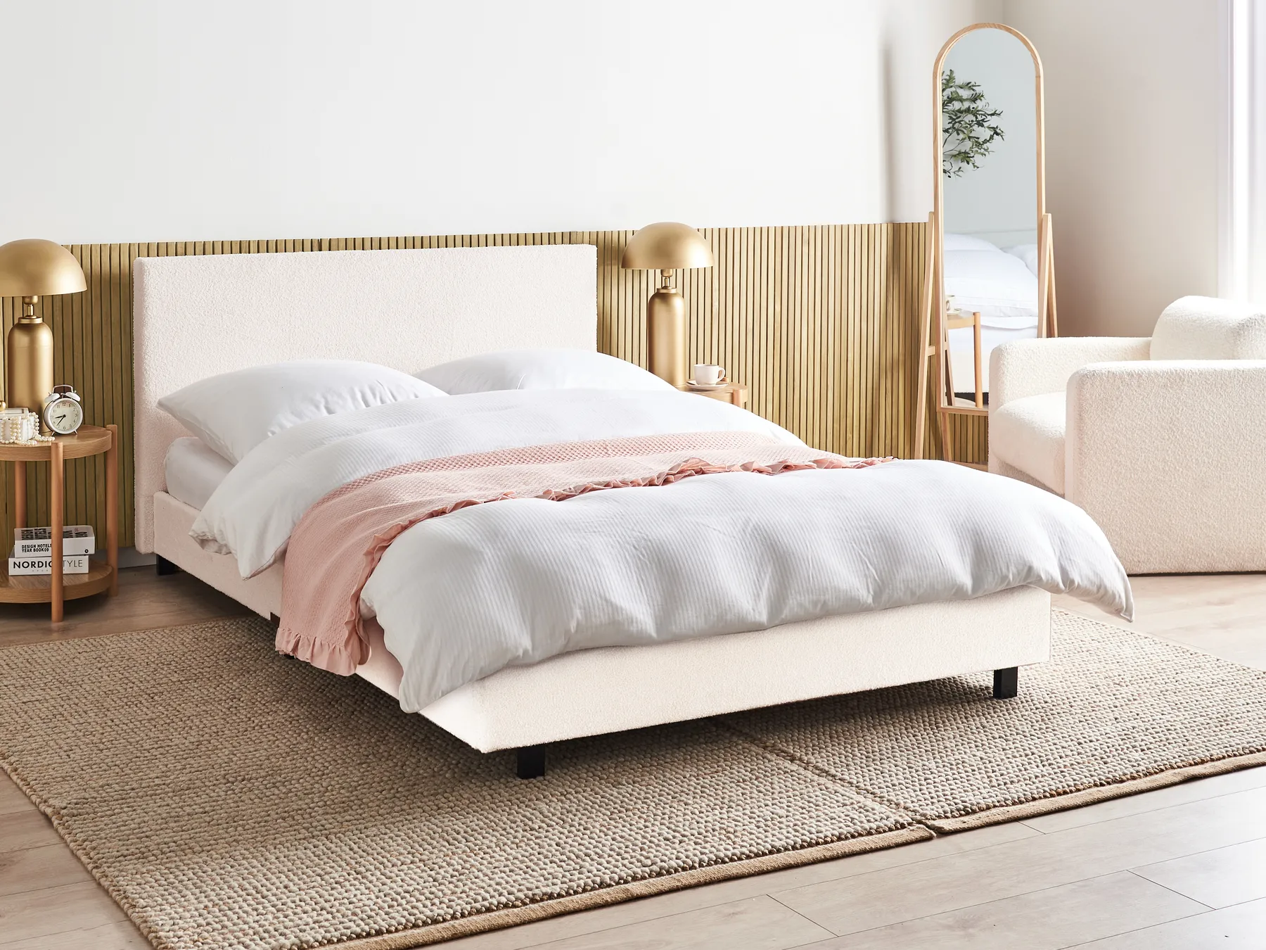 Waterbed Boucle ALBI 140 x 200 cm (EU Double) Off-White_981904