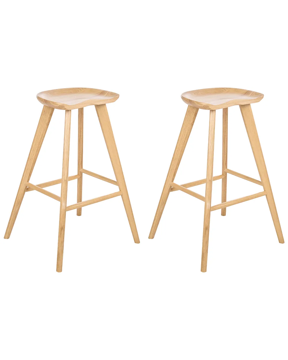 Set of 2 Bar Stools CANDO Light Brown