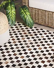 Matta KAYABEY Beige 160 x 230 cm Läder_1179506