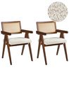 Set of 2 Dining Chairs AVA Wood Brown/ Light Beige