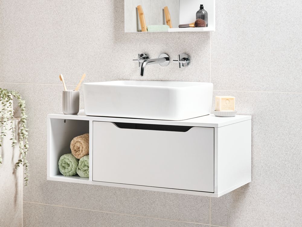 Wall Mounted Vanity Unit CASCAVEL 80 cm White
