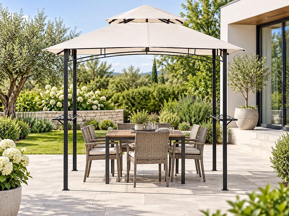 Gazebo NARO 240 cm x 148 cm Metal Beige