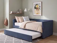 Trundle Bed Corduroy MIMIZAN 90 x 200 cm (EU Single) Navy Blue_1118351