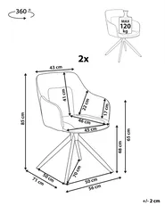 Set of 2 Dining Chairs Swivel LIKELY Fabric White_1042432