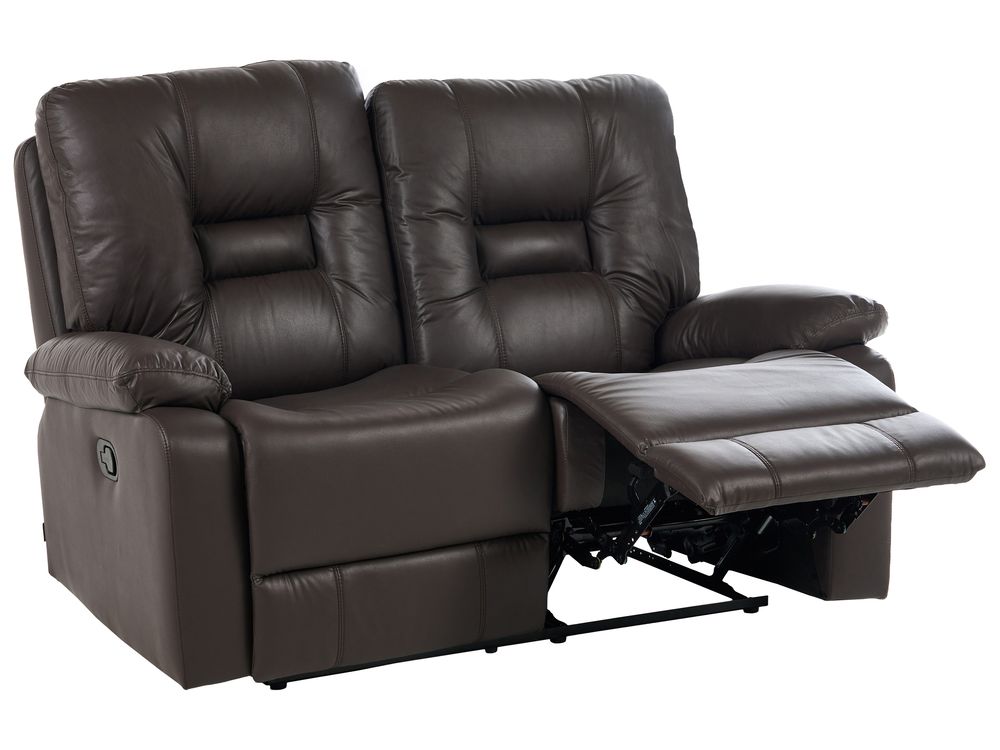 Manuell reclinersofa 2-seters BERGEN Kunstskinn Brun