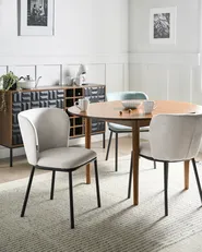 Set of 2 Dining Chairs ARTESIA Fabric Light Beige_1020648