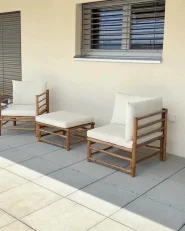 Garden Ottoman CERRETO Bamboo Off-White_953151
