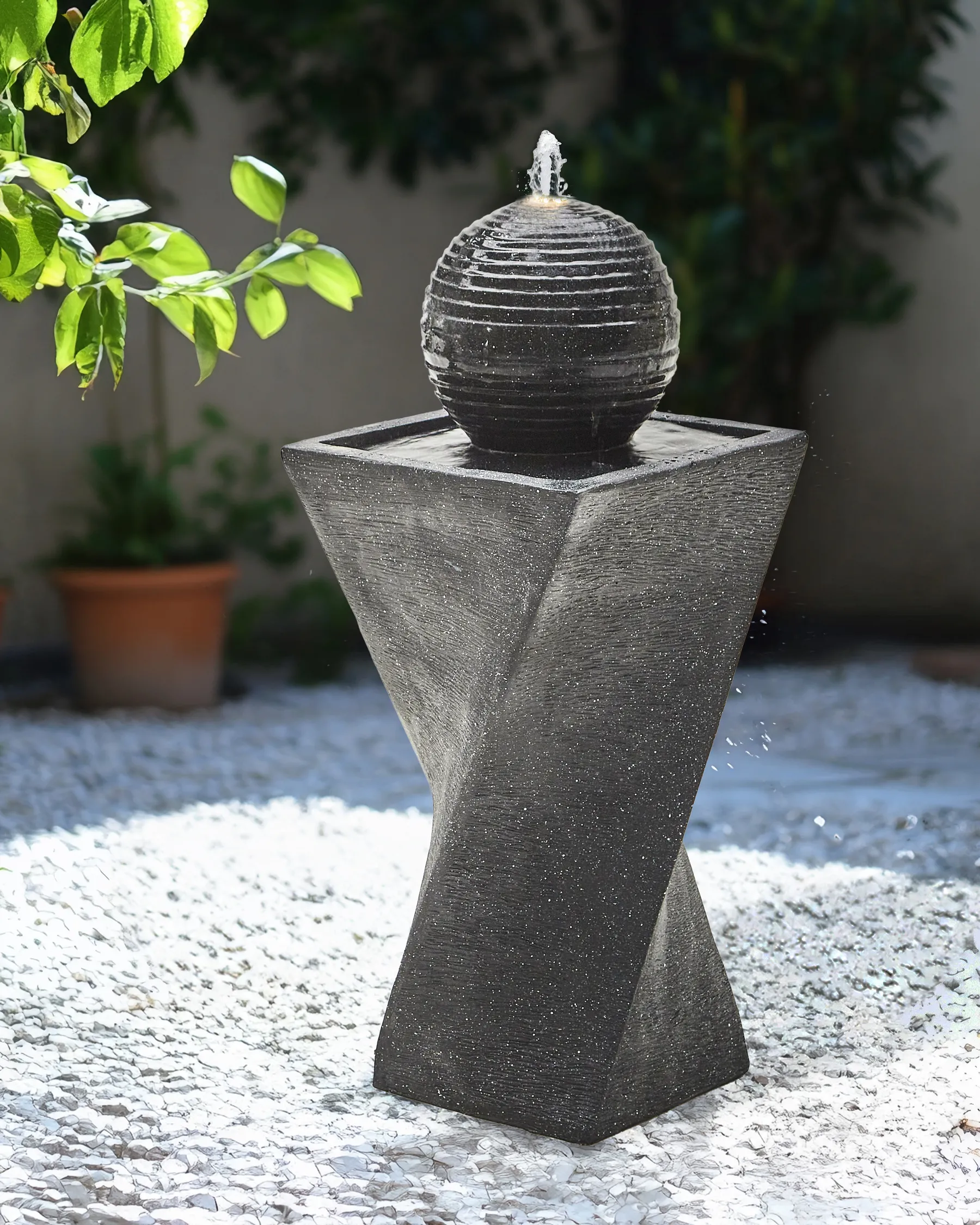 Garden Water Feature LED ACQUACHETA Graphite Grey_984387