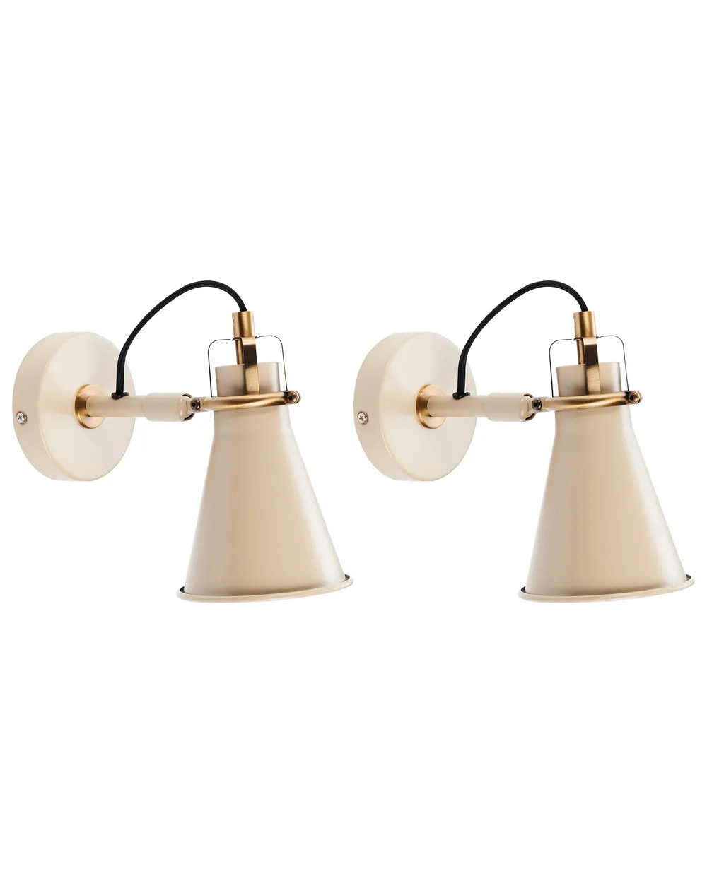 Set of 2 Wall Lamps MOYOLA Adjustable Metal Beige