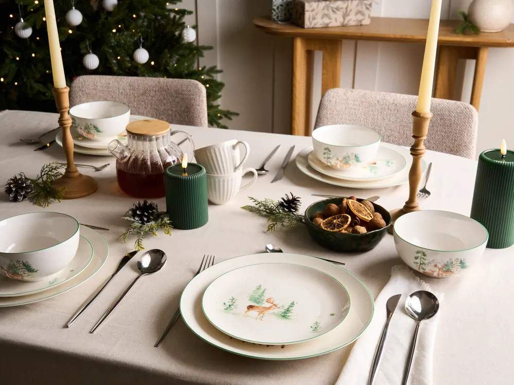 Set of 12 Dinnerware CHILI Porcelain White