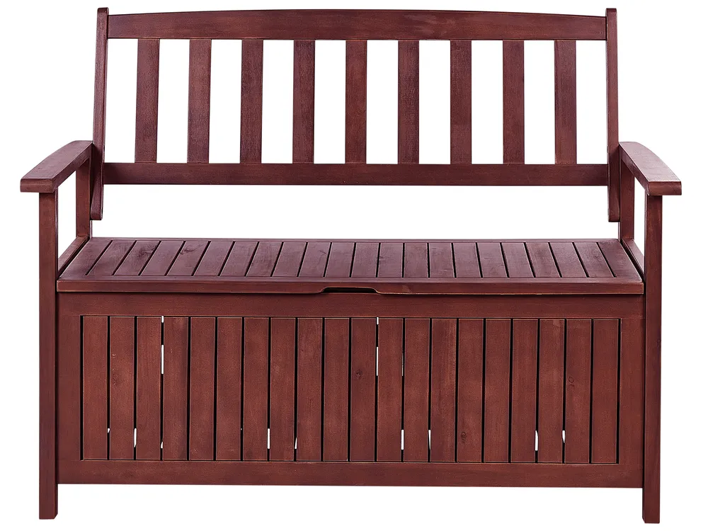 Garden Bench with Cushion SOVANA 120 cm with Storage Acacia Wood Light Grey_884043
