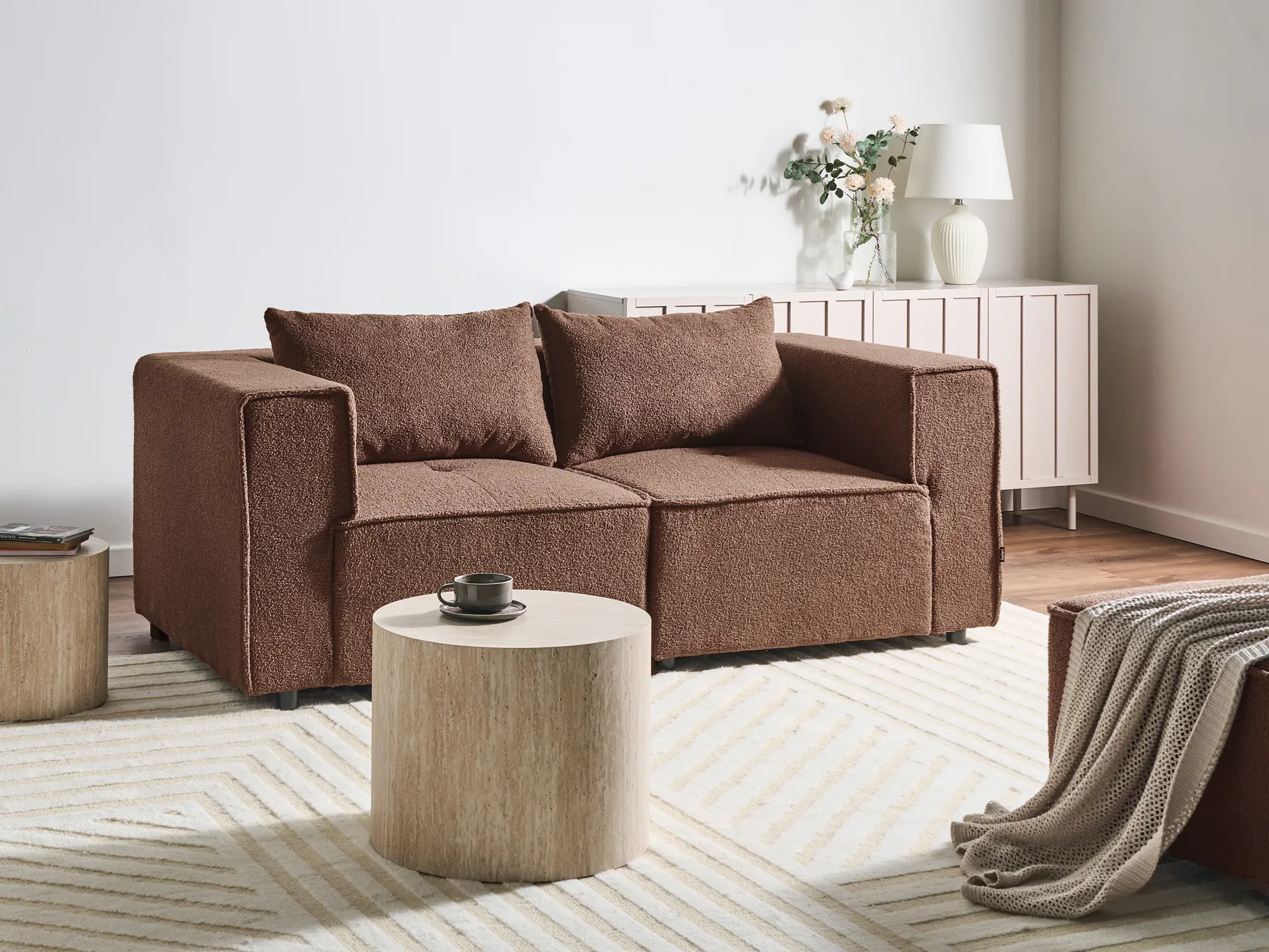 Modular Sofa 2 Seater AXEBO Boucle Brown_1075787