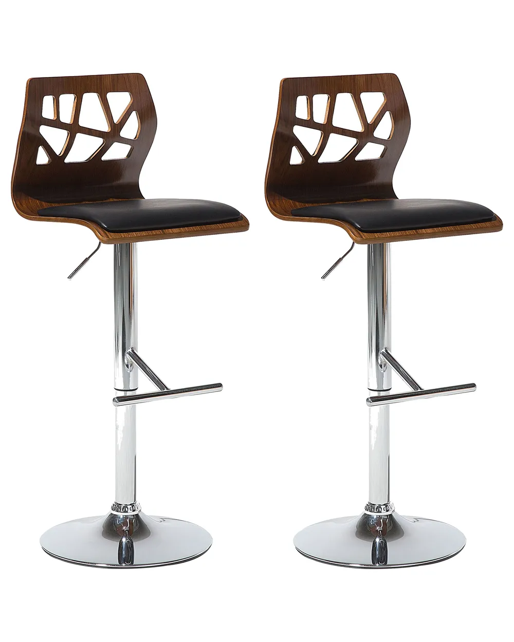 Set of 2 Bar Chairs PETERSBURG Swivel Faux Leather Black/ Silver