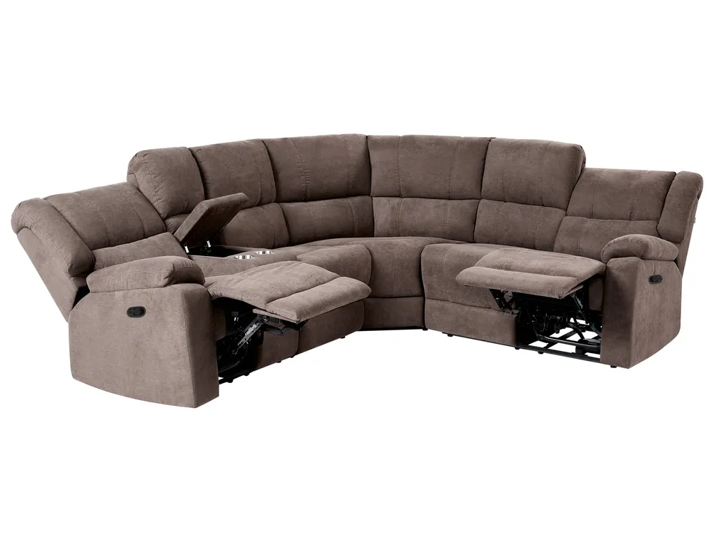 Manual Recliner Corner Sofa 5 Seater ROKKE Fabric Taupe Left Hand