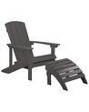 Garden Chair ADIRONDACK with Footstool Dark Grey