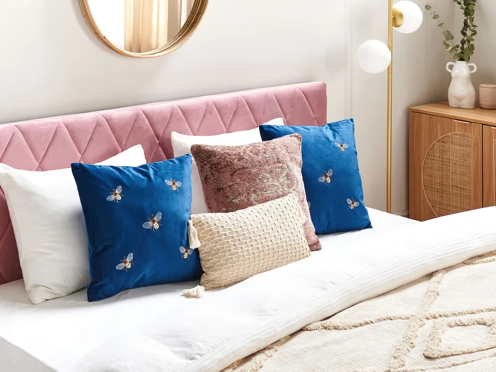 Set of 2 Decorative Cushions TALINUM 45 x 45 cm Velvet Blue Animal Pattern