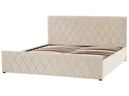 Ottoman Bed ROCHEFORT Velvet Beige 180 x 200 cm (EU Super King)_857305