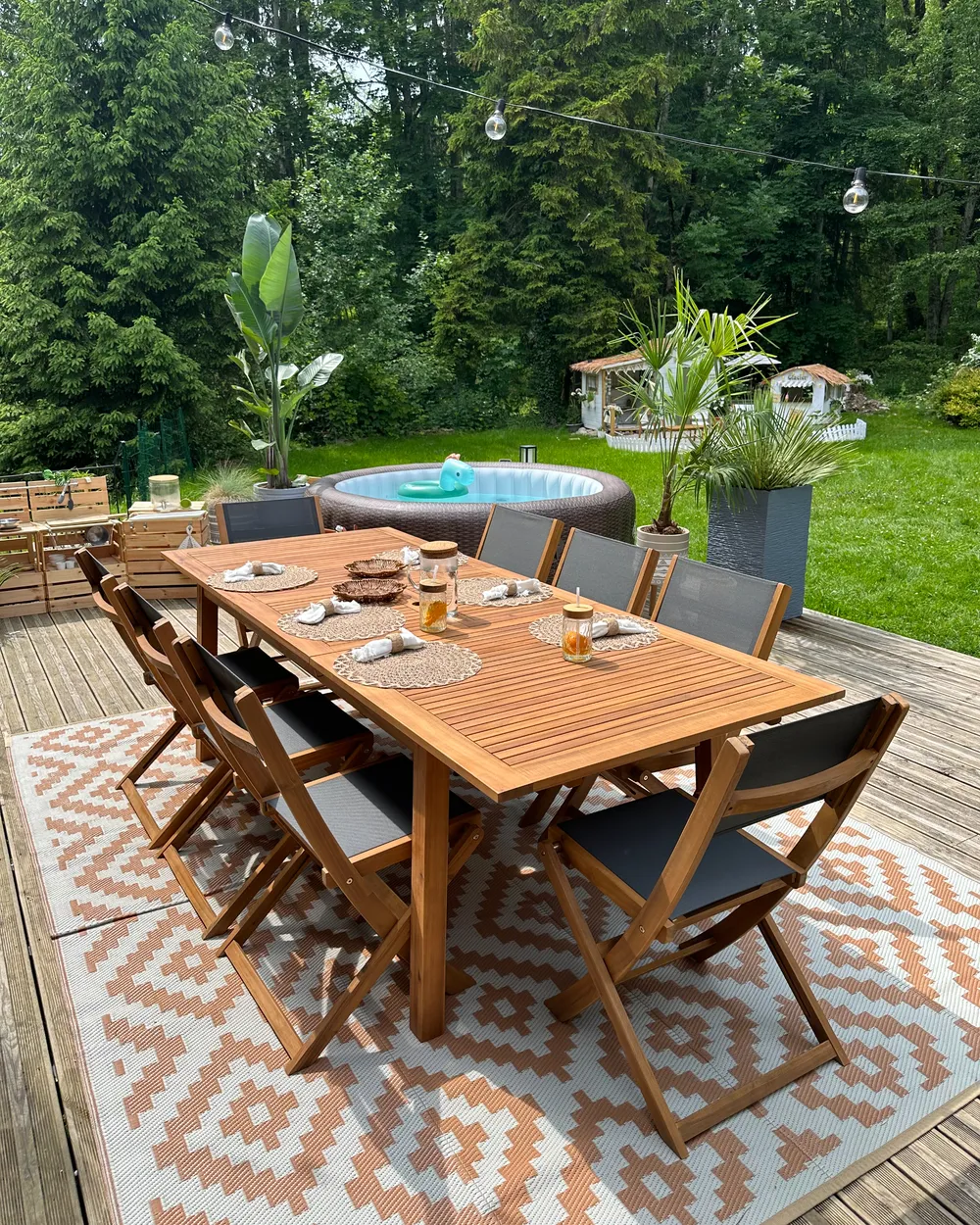 Garden Dining Set 8 Seater CESANA Acacia Wood Light Brown_1018252