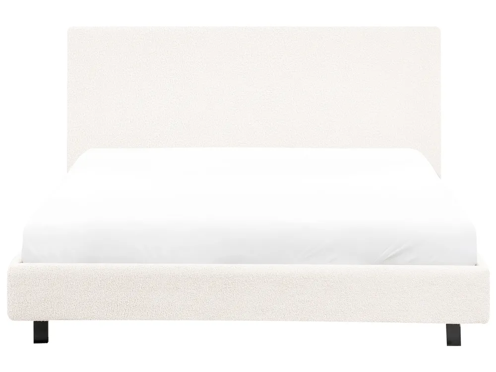 Säng med lamellram Bouclé ALBI 140 x 200 cm Off-White_981890