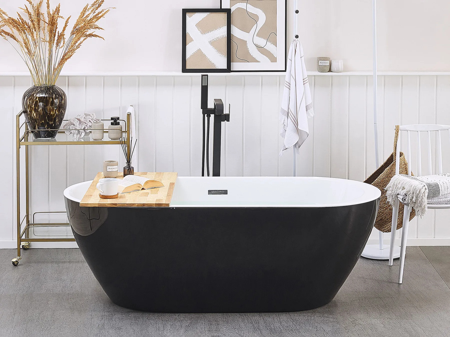 Freestanding Bathtub NEVIS 1500 x 750 mm Black_806451