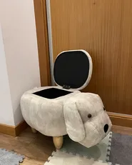 Storage Animal Stool DOGGY Dog Velvet Beige_907418
