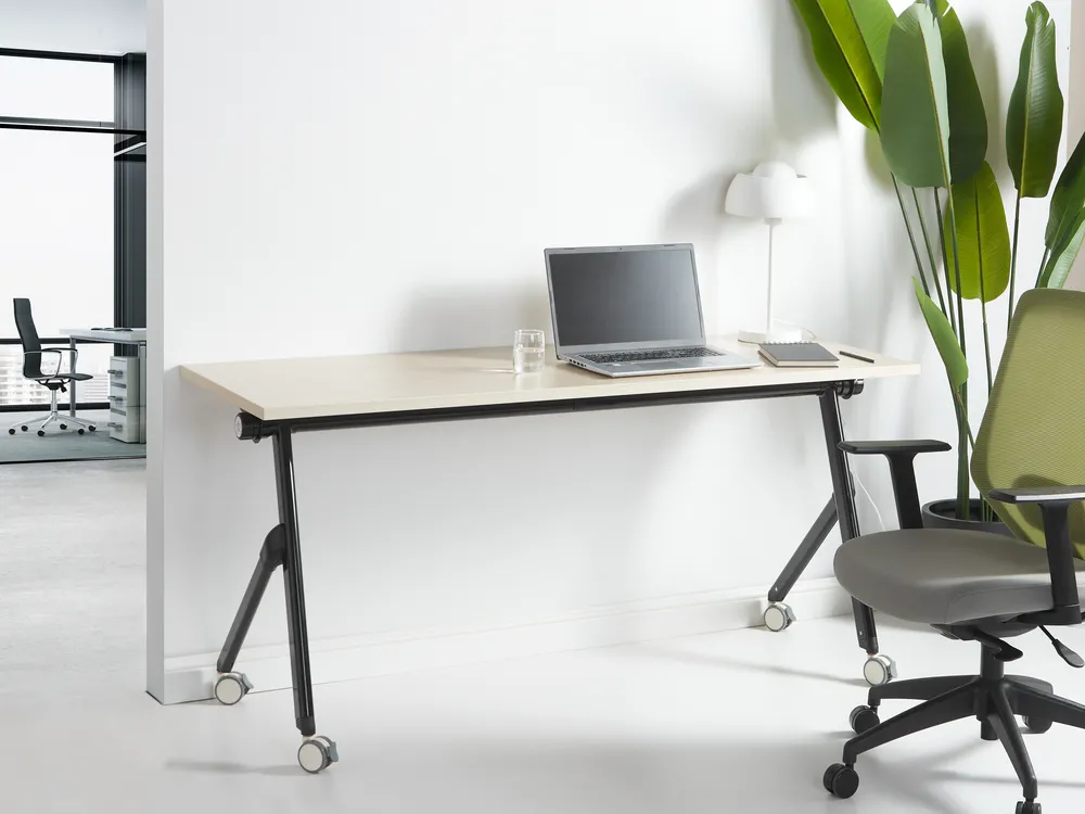 Foldable Office Desk BENDI 160 cm 60 cm with Wheels Light Brown
