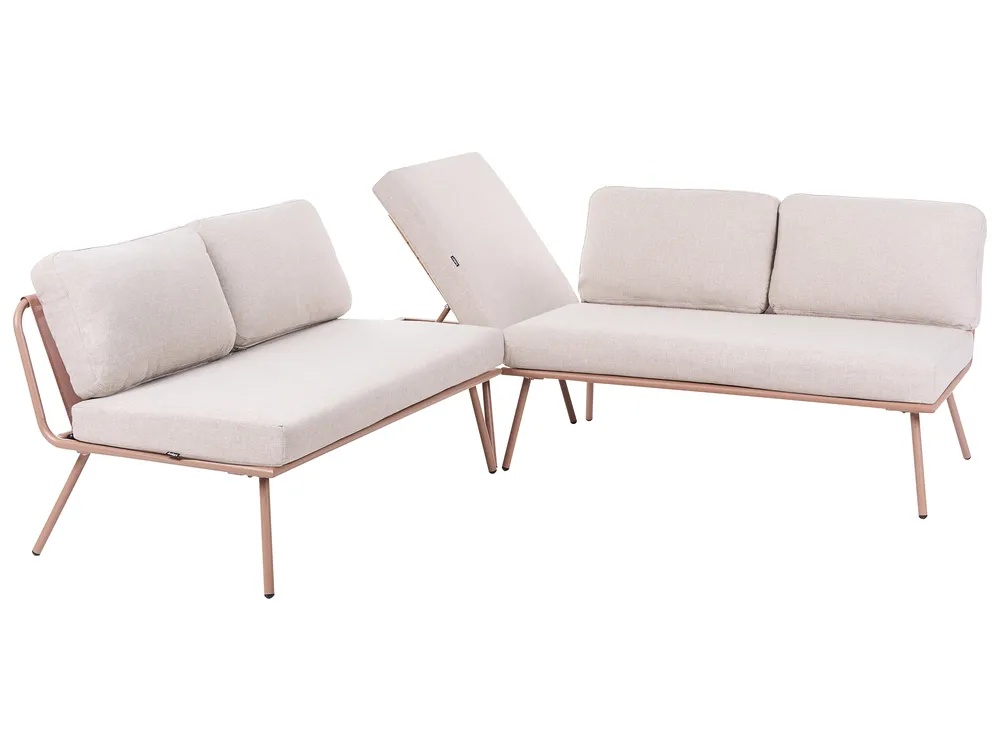 Trädgårdshörnsoffa med bord 4-sits CACCAMO Beige_1064174