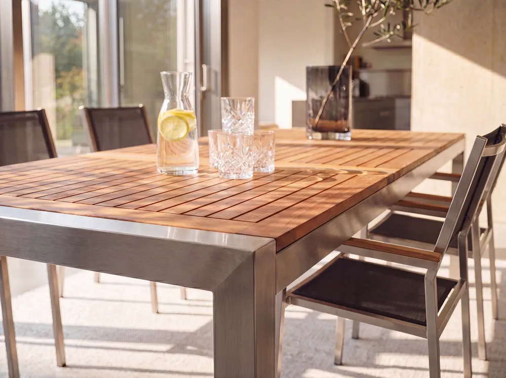 Garden Dining Set 6 Seater GROSSETO Eucalyptus Wood Brown/ Black_1106743