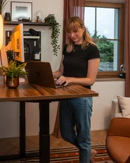 Electric Adjustable Standing Desk DESTINES 120 cm 72 cm Brown/ Black_1114989