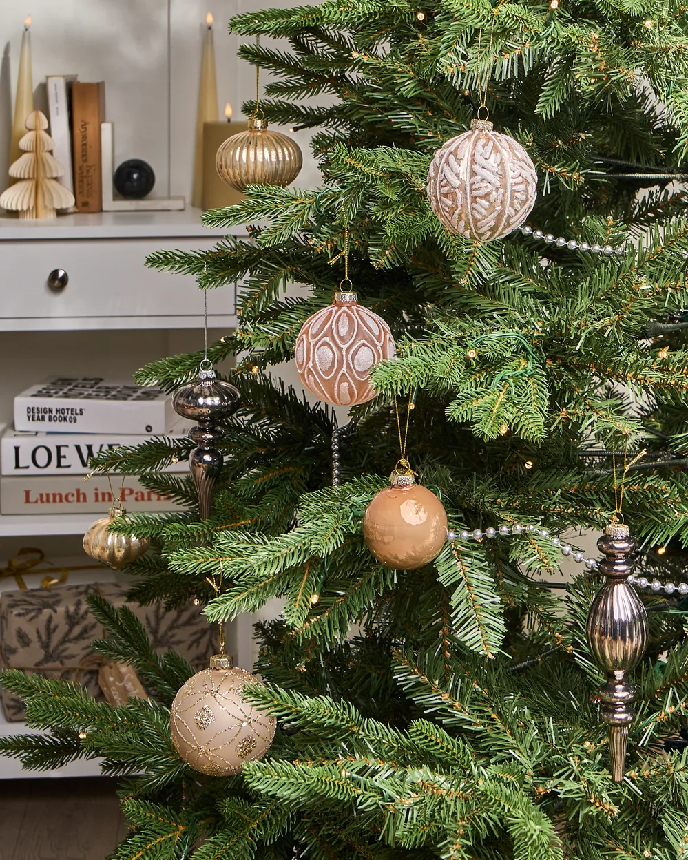 Set of 24 Baubles WINTERLIGHT Glass Rose Gold_1028467
