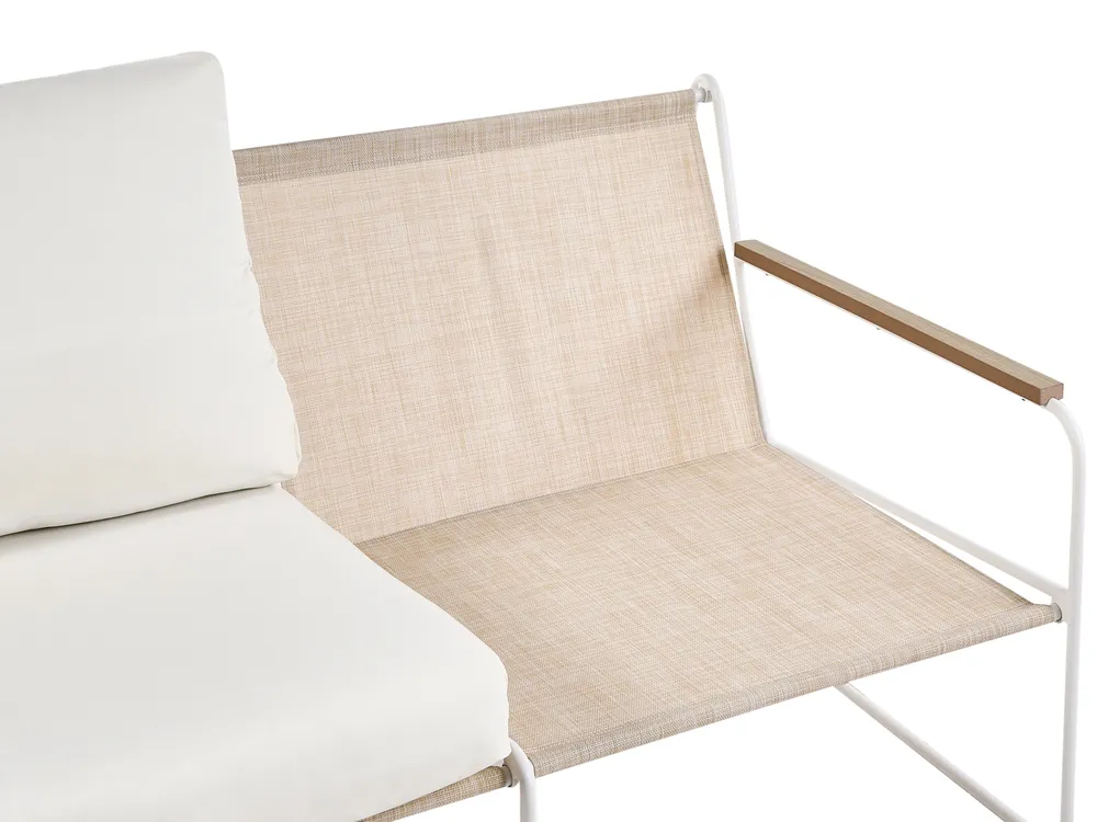 Garden Sofa Set 5 Seater VENARIA with Tables Metal Beige/ White_1054012