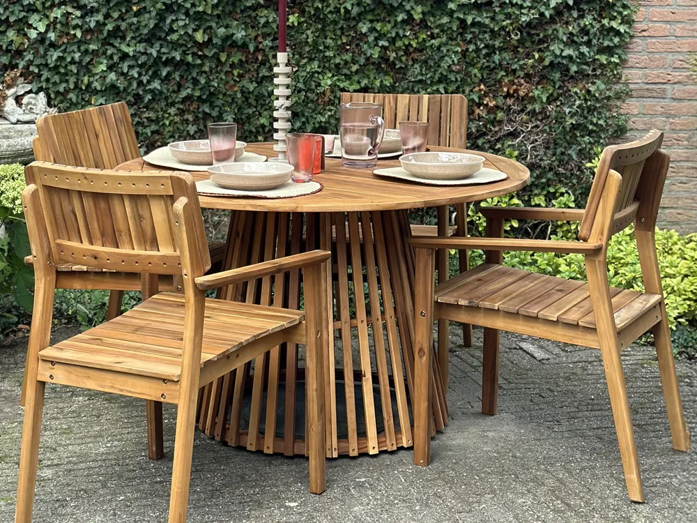Garden Dining Table AGELLO 120 cm 120 cm Acacia Wood Brown