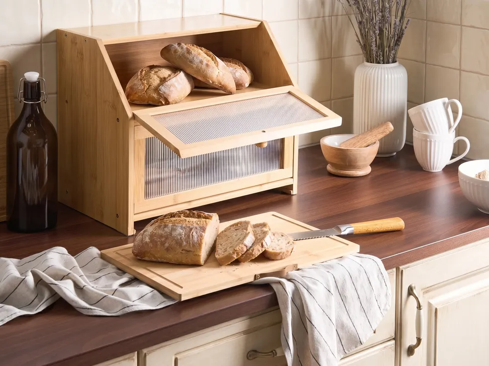 Bread Bin CROQUANT Bamboo Light Brown