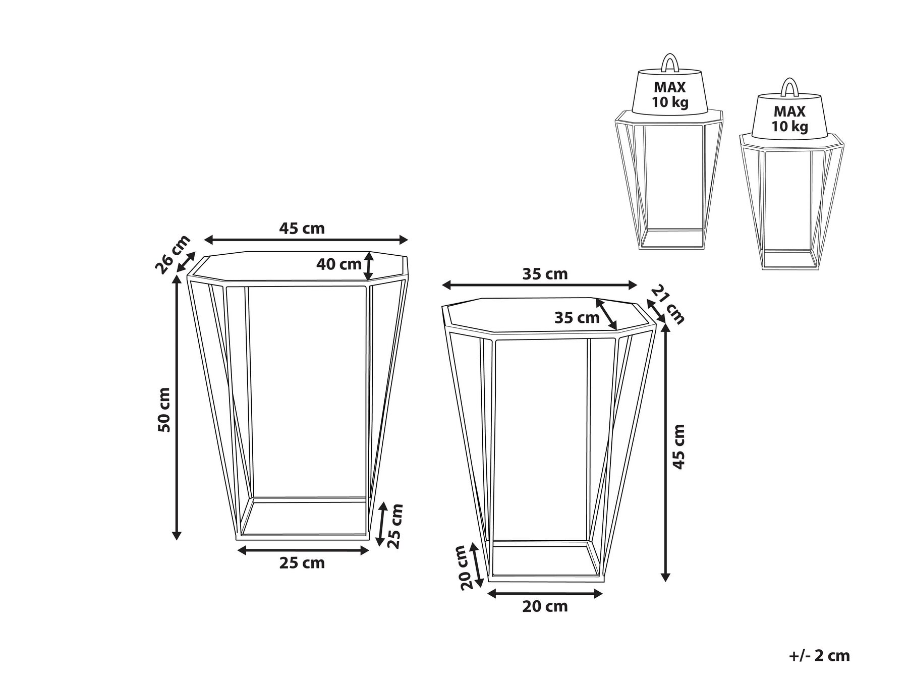 Set of 2 Side Tables SIERRA Glass Gold_814963