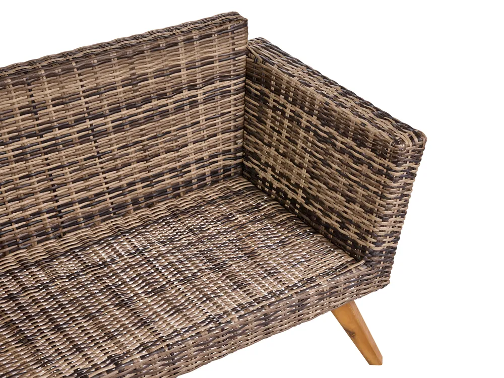 Garden Corner Sofa with Table 6 Seater VITTORIA PE Rattan Olive Green_1091864