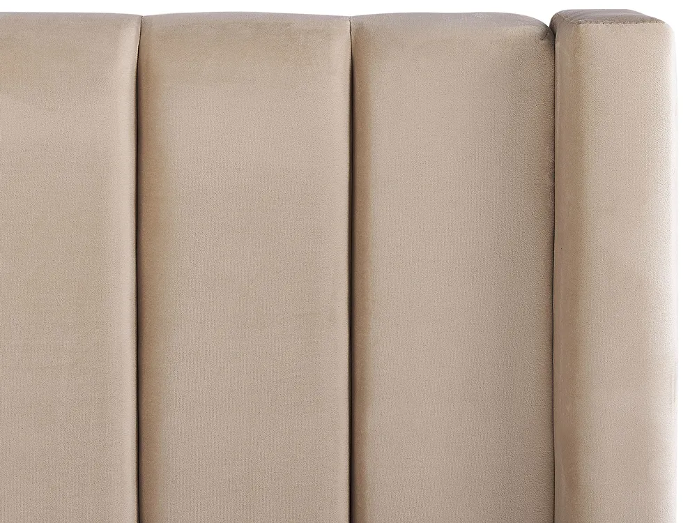 Waterbed with Storage Bench NOYERS Velvet Beige 160 x 200 cm (EU King Size)_915221
