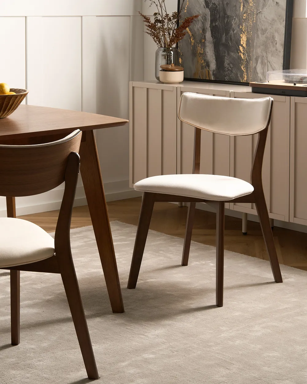 Set of 2 Dining Chairs YUMA Wood Off-White/ Brown_1074138