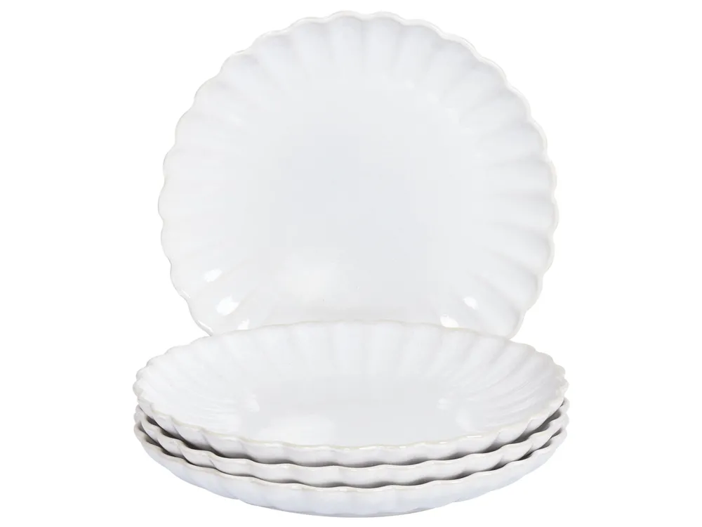 Set of 4 Side Plates NETTLE Stoneware White