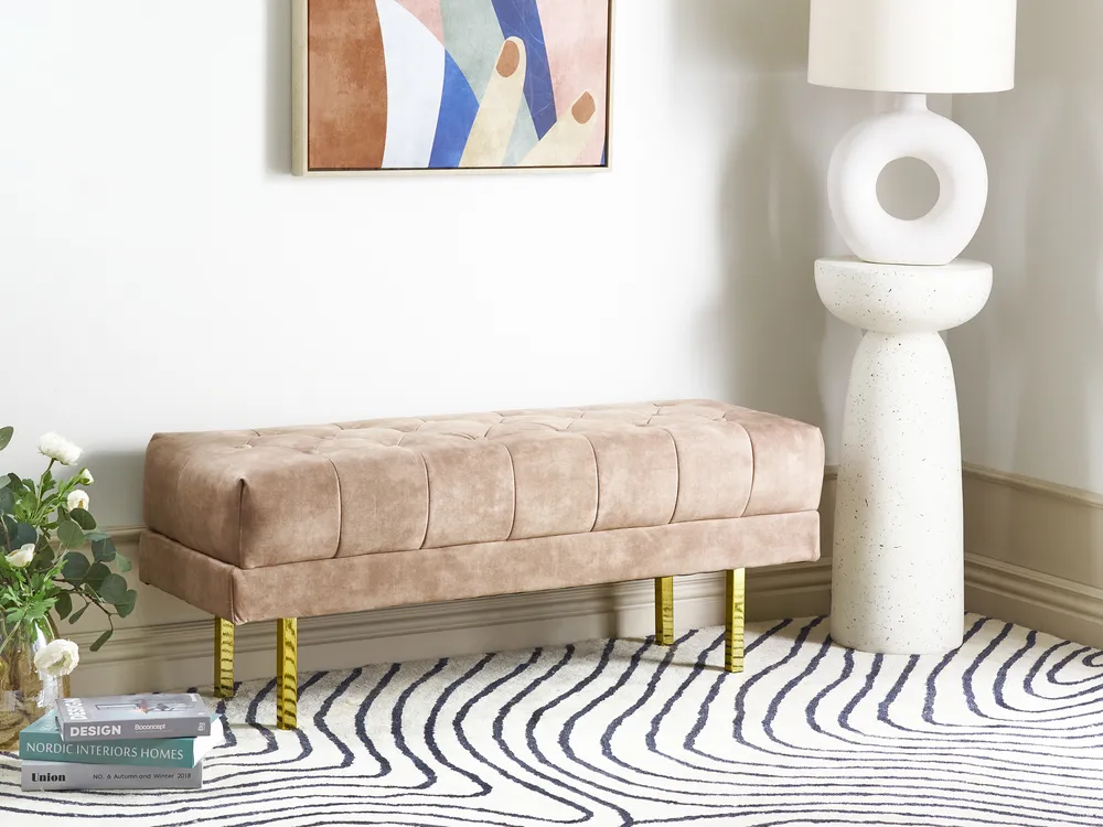 Upholstered Bench ROSEVILLE Velvet Taupe