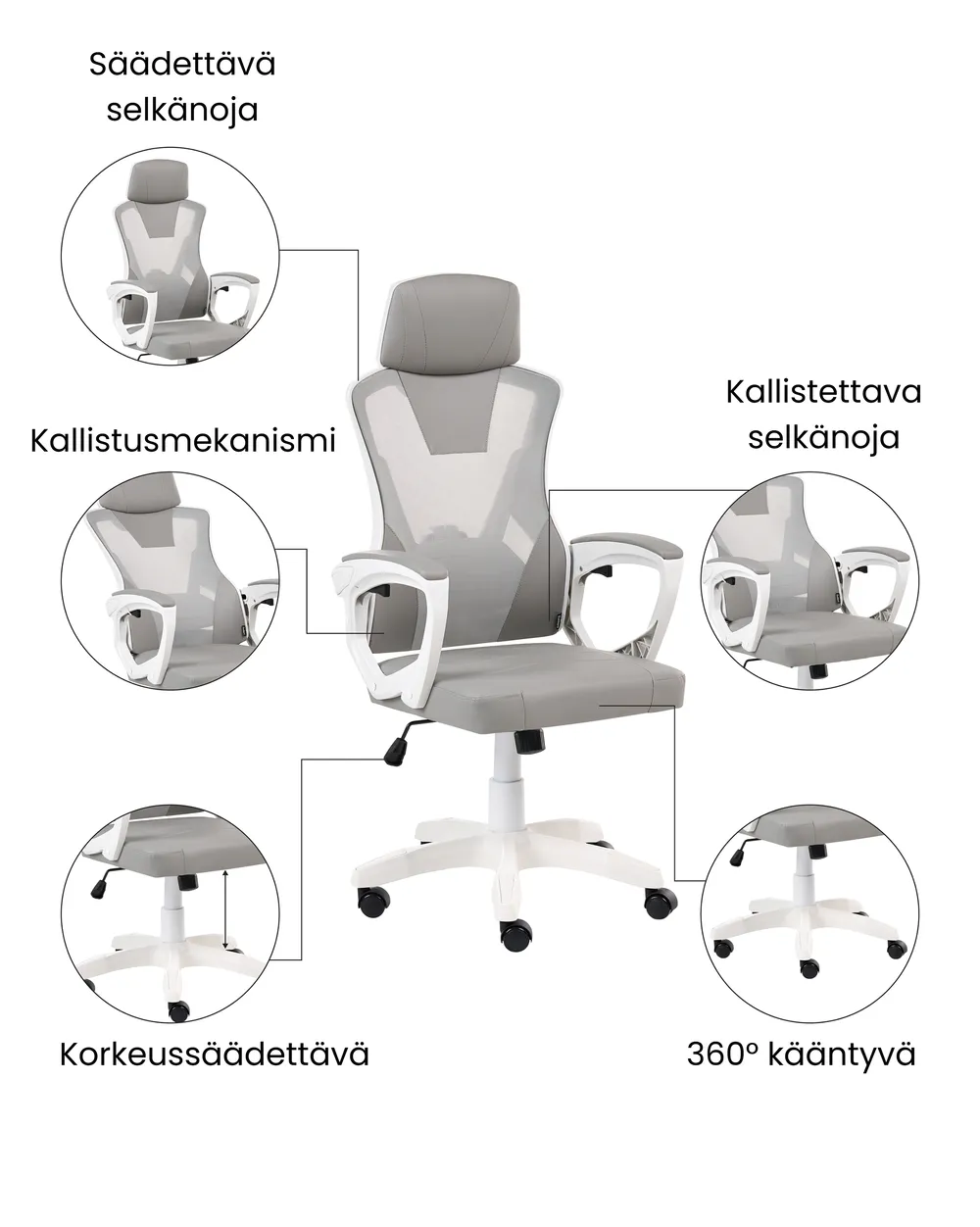 Toimistotuoli IGNIS Keinonahka Vaaleanharmaa_1074213