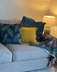 Set of 2 Decorative Cushions FREESIA 45 x 45 cm Velvet Teal Plant Pattern_986700