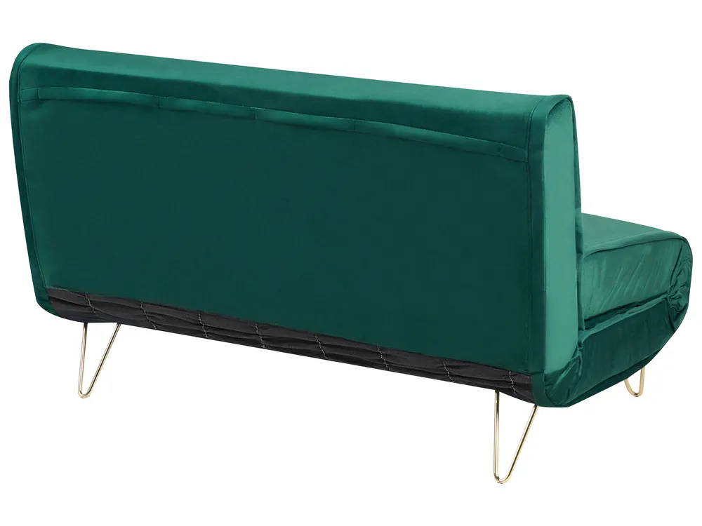 Sofa Bed 2 Seater VESTFOLD Velvet Dark Green_937991