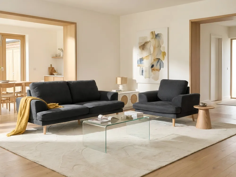 Sofa 3 Seater KILDAL Fabric Black_1058595