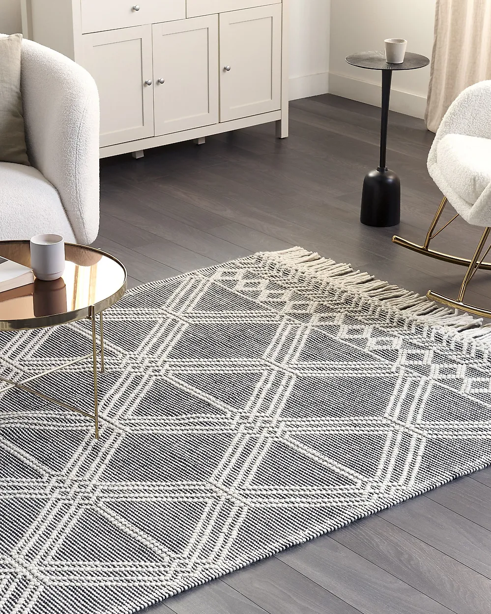 Rug TOPRAKKALE Grey 160 x 230 cm Wool_1187218