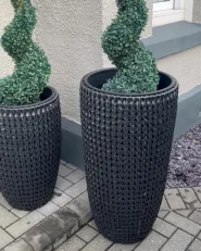 Kukkaruukkusetti 2 kpl CEDRUS 37/45 cm Polyrottinki Musta_976365