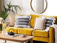 Throw Cushion ROCHEA 45 x 45 cm Cotton Black Striped_1183659